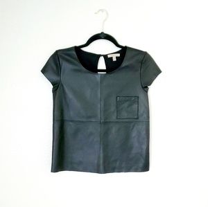 Bordeaux Leather Cap Sleeve Top